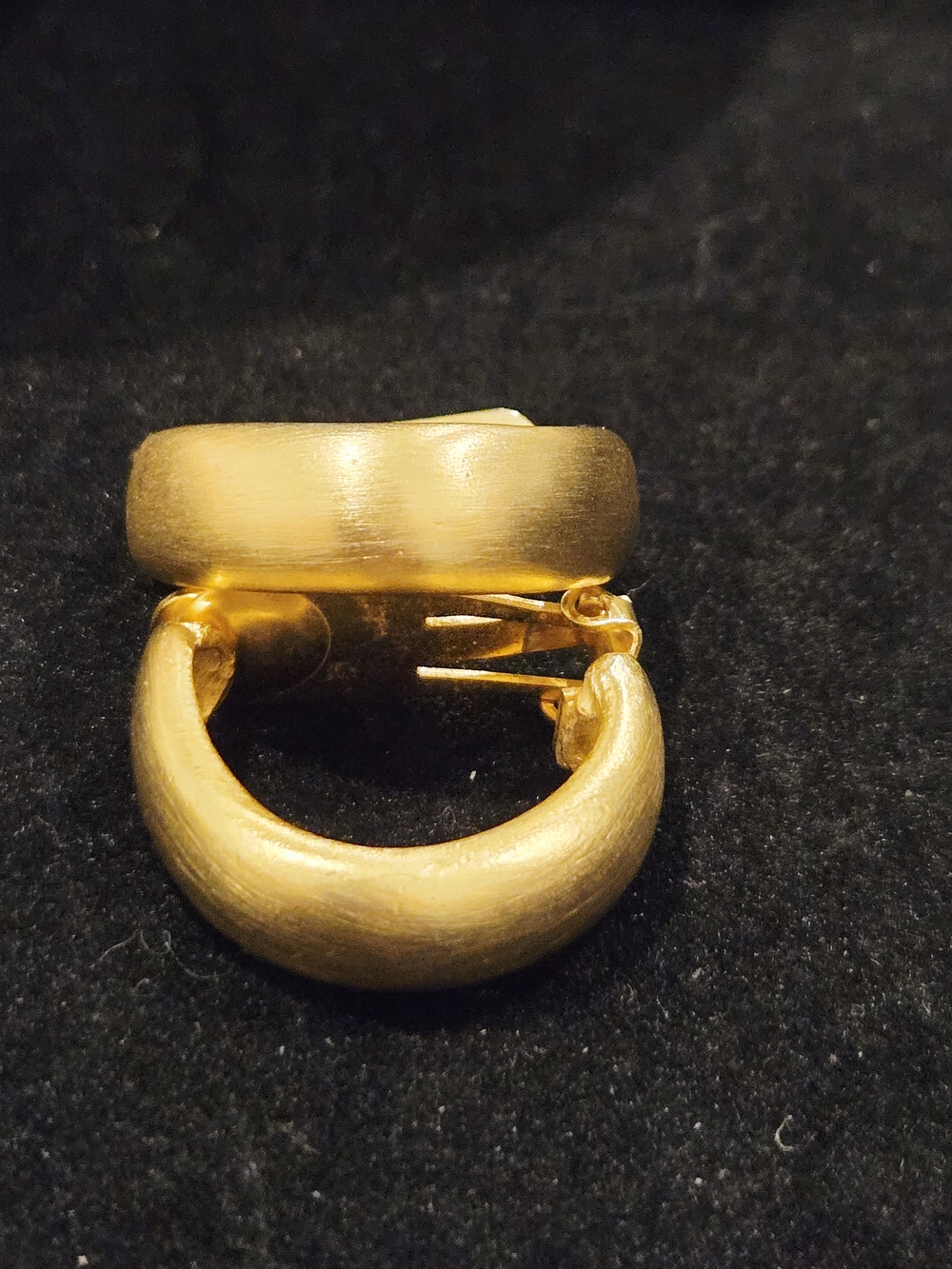 Vintage Casual Corner Satin Gold Clip-On Hoop Earrings